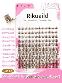 Rikuaild 120 件 D 卷曲棕色睫毛，DIY 仿貂皮假睫毛，柔软自然蓬松纤细睫毛簇单根睫毛 3D 多款式睫毛可重复使用化妆延长睫毛睫毛簇，睫毛簇，单根睫毛，睫毛，假睫毛 - D - 查看 9