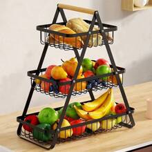 1 pezzo Cesto portafrutti per ripiano, cesto per il pane, portaortaggi per la conservazione in cucina, cesto per la frutta con ciotola avvitabile, con 2/3 cestini separati per verdure, organizzazione cucina, utensili da cucina, decorazione ambiente, adatto per cucina, ristorante, festa, campeggio, raduno, regalo per amici e famiglia
