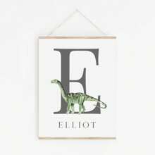 3pcs/Set, Custom Name Dino Wall Art, Personalized Dinosaur Wall Art Set, Custom Animal Poster Printing, Dino Theme Room Decoration - Set Of 3 Tyrannosaurus Posters - Personalized Birth Gift - Dino Initial Wall Art, Back To School Decor, School Supplies,Home Harmony