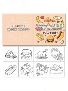 1 本创意着色书，内含 40 页食物、水果、卡通涂鸦着色卡、生日礼物、节日礼物