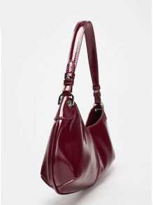 European And American Retro Solid Color, PU Material Wine Red Shoulder Bag, Patterned Red Wedding Bag, New Niche Women's Shoulder Bag, Fashionable Crossbody Bag.