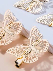 4pcs Metal Butterfly Hair Clips, Gold Butterfly Decor Hair Accessories Suitable For Daily Life Or Vacation
