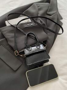 1pc Fashion, Elegant, Minimalist, Retro, Casual PU Leather Shoulder Crossbody Bag, Magnetic Closure, Adjustable Strap, Suitable For Girls Shopping, Cute & Versatile Square Handbag - Solid Color Pu Handbag - View 8