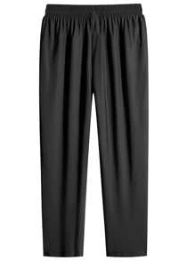 Men's High-Elastic Comfortable Casual Zipper Pocket Adjustable Waist Workout & Training Lightweight Sweatpants, Ideal For Summer