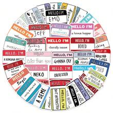 50PCS Hello I Am Stickers Vinyl Aesthetics Stickers Scrapbooking, Diary, Bumper, Skateboard, Water Bottle, Cartoon, Hard Hat, Car Stickers And Decals
