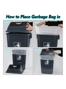 18 Gallon Large Swing Lid Trash Can, 4 Pack Plastic Garbage Can, Grey