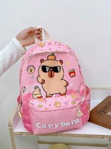 New Cute Cartoon Print Kid's Ergonomic Backpack, Adjustable Shoulder Straps, Suitable For Daily Use - Multicolor - View 2