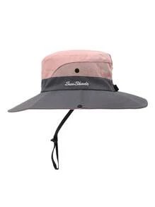 1 件儿童马尾辫太阳帽宽边防紫外线适合 3-8 岁女孩沙滩渔夫帽