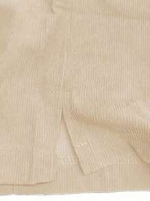 Plus Size Men's Corduroy Solid Color Casual Shorts With Pockets, Drawstring Waist, Fashionable, Comfortable, Versatile, Suitable For Summer Commute And Street Style - Apricot - View 4