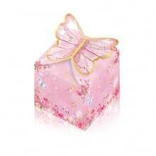 3pcs Butterfly Party Gift Box, Pink Purple Floral Gift Box Paper Butterfly Decoration Bridal Shower Wedding Anniversary Birthday Party