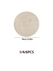 1/4/6pcs PVC Lantern Pattern Placemat, Holiday Party Dining Heat Insulation Perforated Tableware Mat, Table Decor - Gold - View 3