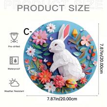 1 件复活节兔子亚克力墙标 - 圆形门挂饰，带有花朵和鸡蛋设计 - 户外复活节花环装饰、最佳复活节礼物、复活节饰品、节日装饰品 - 亞克力-圓 - 查看 17