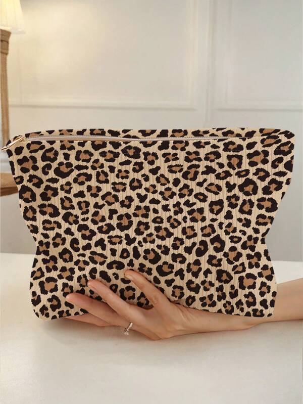 1 Piece, Fashionable And Simple Portable Leopard Print Makeup Bag, Large Capacity Makeup Bag, Multi-Functional Makeup Bag With Zipper, Travel Makeup Bag, Beauty Makeup Bag, Gift, Friend, Girl, Student, Storage And Jewelry Storage, Vacation/Travel,Makeup Bag Set