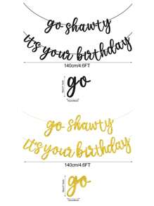 Happy Birthday Decorations, Go Shawty It's Your Birthday Banner, Hip-Hop Themed Flashing Happy Birthday Pull Flag, Suitable For Men And Women Birthday Party Supplies, Holiday Party Decoration Banners, Wedding Decorations, Spring Outdoor Decorations