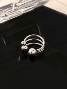 1 件时尚简约优雅百搭几何金属珠戒指，适合日常佩戴