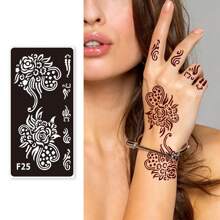 12 pièces Designs modernes Fleurs Mehndi Icône Motif Tatouage temporaire Body Art Autocollants, Tatouage main, Tatouage bras, Tatouage pied