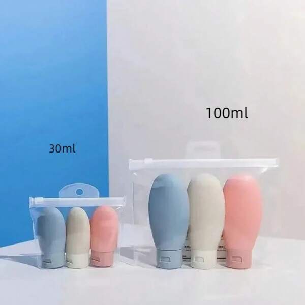 3pcs/Set Travel Bottles, 30ml/60ml/100ml Travel Bottles & Empty Containers, Small Mini Plastic Squeeze Bottles, Suitable For Travel Toiletries, Shampoo And Conditioner, With Storage Bag, Multiple Styles Available Travel Essentials School School Supplies Holiday Camping Holiday Essentials Vacation Accessories Perfume For Women Perfume For Men Perfume Beach