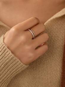 BALMORA 1 件 925 纯银叠层合成锆石戒指套装，适合女士嘻哈个性化戒指派对约会生日礼物珠宝礼品