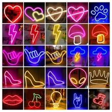 Customized LED Neon Sign With Multiple Fonts & Patterns, USB Powered Wall Decor For Bedroom, Salon, Bar, Kids Room, Store Opening, Personalized Gift For Birthday & Wedding Party, Pink Room Decor - Multicolor - View 3