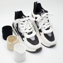 1 对 1 厘米宽毛绒扁平鞋带，米色、黑色和白色 - 燈芯絨鞋帶-米色 - 查看 1