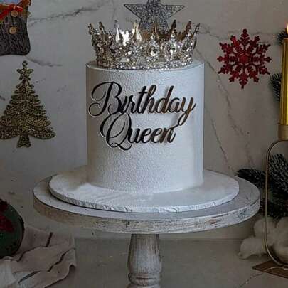 3 pièces Décorations de gâteau d'anniversaire en or et argent "Reine d'anniversaire" pour fille/femme, pour décoration de gâteau d'anniversaire