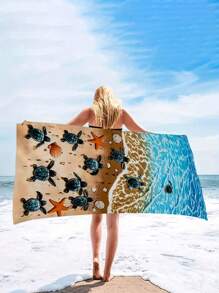 1条装 75*150厘米 超柔软龟纹速干成人沙滩巾