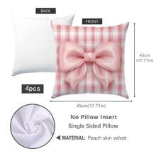 4pcs Plaid Bow Print Pillow Covers, 17.7*17.7in, Home Decorative Cushion Covers For Living Room, Sofa, Bedroom, Inserts Not Included