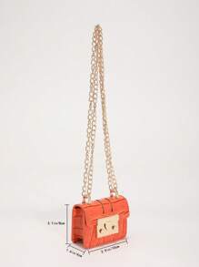 A New Fashionable Mini Square Bag For Fall And Winter Season, Hardware Bow Decoration, Flap Opening, Metal Double Chain, Small Capacity Lightweight Minimalist Crossbody Bag. Suitable For Women's Daily Life Leisure And Student Use Coin Purse