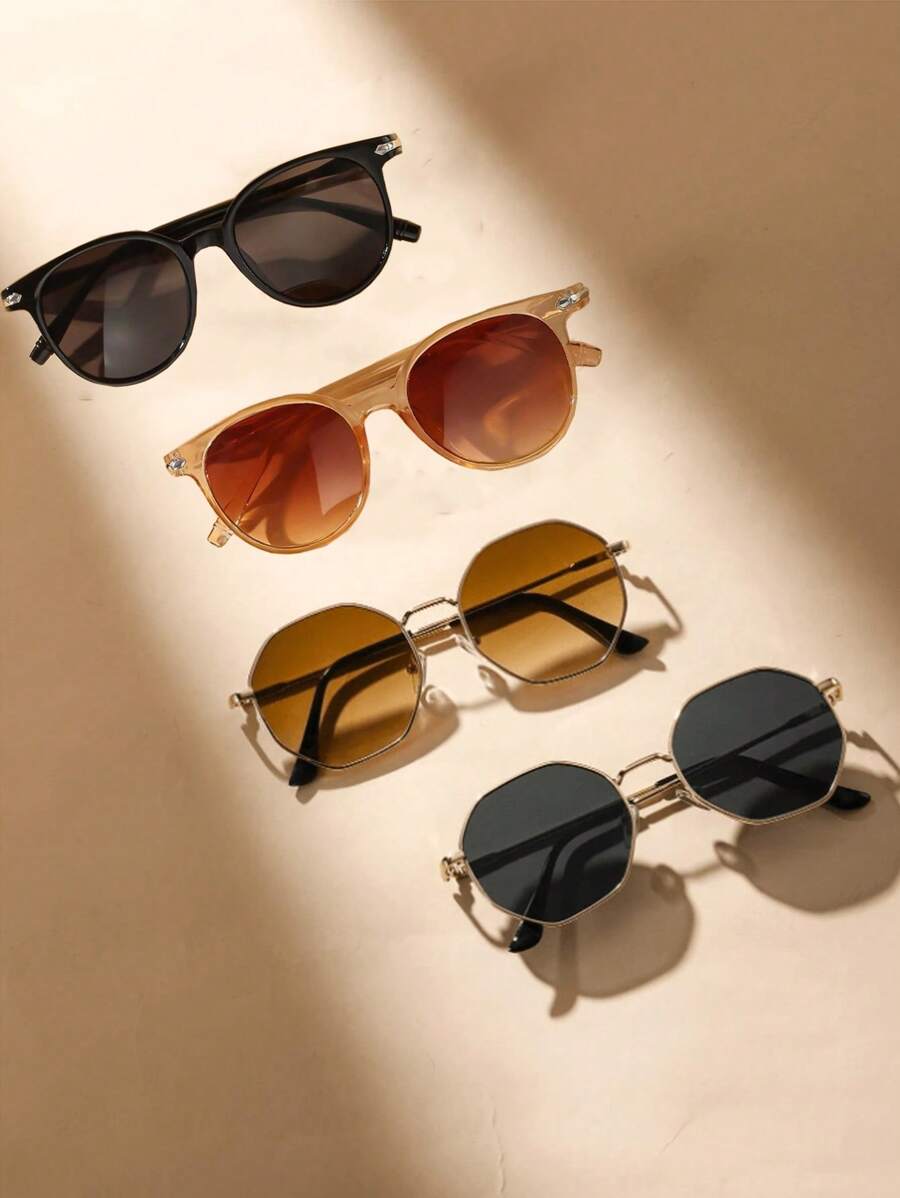 4 件装时尚眼镜适合青少年，时尚适合日常户外佩戴 - 彩色 - 查看 1