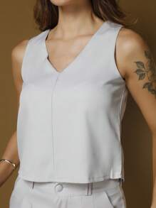 Conjunto Afaitaria |Sem Cinto| Sem Manga| Short com Bolsa Tecido De Alfaiataria