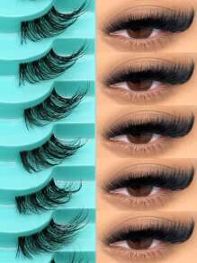 GROINNEYA 10 对半睫毛自然纤细假睫毛 3D 蓬松仿貂毛睫毛纤细猫眼睫毛化妆条睫毛、睫毛、睫毛、假睫毛 - 眼尾拉長款 - 查看 6
