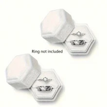 2pcs/1pc Customized Hexagon Velvet Ring Box Wedding Engagement Gift Single/Double Ring Storage Display Holder, Elegant Retro - Multicolor - View 14