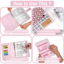 100 Envelopes Challenge Binder Savings Challenges Book To Save $5,050 And $500 And $10,000, A5 Money Saving Planner Budget Binder With Cash Envelopes - A5 - View 3