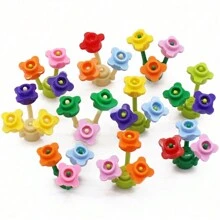 500 件随机颜色积木配件，三叉草，植物花瓣，四瓣花装饰 MOC，返校季 - 彩色 - 查看 4