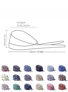 1 pieza Gorra de trabajo con estampado digital para mujeres/Gorra de enfermera, antibacteriana y antipolvo, adecuada para enfermeras, profesionales de belleza, amas de casa y personal de limpieza en instituciones médicas