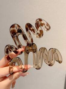 2 件，亚克力材质，透明灰色豹纹波浪夹，女士发夹，盘发夹，发爪，时尚简约发饰，派对、晚宴、娱乐、日常约会发饰，情人节礼物发夹发夹发夹发夹发夹，爪夹秋冬度假装女士 - 彩色 - 查看 2