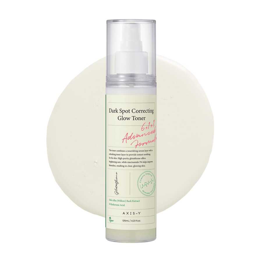 AXIS-Y Nước hoa hồng làm mờ vết thâm - Làm sáng và dưỡng ẩm với 5% Niacinamide, Glutathione và Hyaluronic Acid - Nước hoa hồng tẩy tế bào chết thuần chay Hàn Quốc dành cho mọi loại da - 125ml / 4,22 Fl. Oz. - Hai lớp màu trắng và vàng nhạt - Xem 1