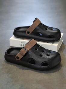 Sandalias transpirables y ligeras para hombres con suela gruesa antideslizante y diseño de tiras huecas