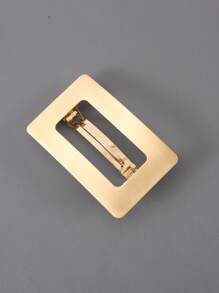 1pc Metal Matte Finish Brushed Effect Geometric Pattern Hair Claw Clip, Large Oval Square Street Style Accessories For All Seasons - Multicolor - View 8