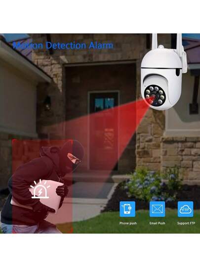 1pc 1080P Wireless WiFi Slimme Home Security Camera, 350° Viewing Angle, Spherical Motion Detection Function, Night Vision Alarm Push 2.4GHz Network, Wand Mounted Indoor Surveillance Supports Application Control. Monitoring IP Safety Monitoring, Elderly Children Caregiver, USB Power Supply view 3