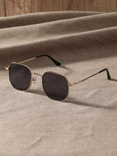 1 件男士铜色几何方形框架休闲眼镜 - 现代简约，适合日常生活、露营、驾驶和健身房 | 户外时尚配饰