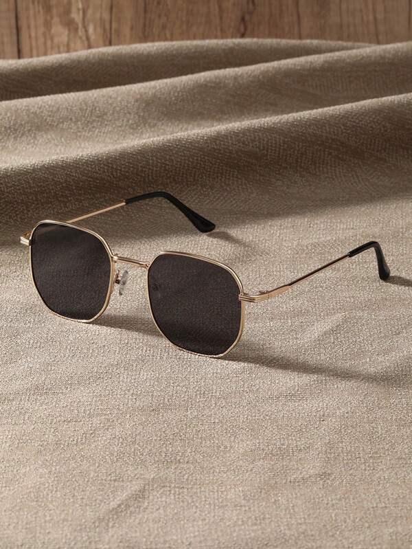1pc Full Frame Copper Geometric Modern Simple Style Men Fashion Glasses For Daily Life Camping Driving Driving Outdoor Casual Activities For Summer Beach Vacation,Outdoor,Travel