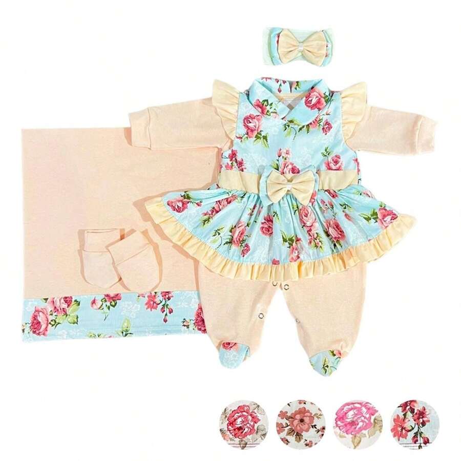 Maternity Outfit For Baby Girl Catarina 05 Pieces Baby Clothes - 橘色 - 查看 1