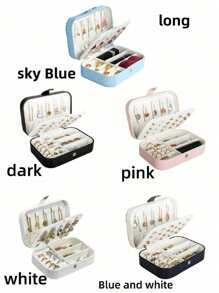 1pc Travel PU Leather Jewelry Box, Multi-Functional Jewelry/Cosmetic Storage Box For Rings, Earrings, Necklaces, Makeup, Jewelry Display Back To School