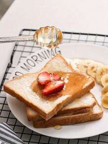 1pc Transparent Glass Honey Jar With Lid And Mixing Stick, Creative Glass Storage Pot - Clear - View 4