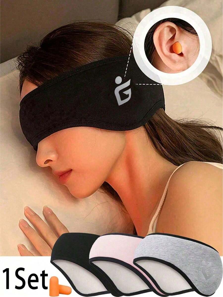 Noise-Proof Ear Muffs For Sleeping, With Adjustable Eye Mask And 1 Pair Of Earplugs, Blocking Noise Without Pressing Ears, Suitable For Sleeping, Napping And Night Time Use All Year Around, Without Putting Pressure On Ear Portable Travel Accessories Adjustable For Plane, Train, Office Travel Essentials Travel Must Haves Bag For School School Accessories School Stuff