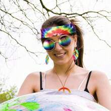 Hippie Accessories Costume,70s Hippie Rainbow Leopard Outfit,Hippie Headbands For Men Women Peace Sign Necklace Glasses Halloween - Color - View 3