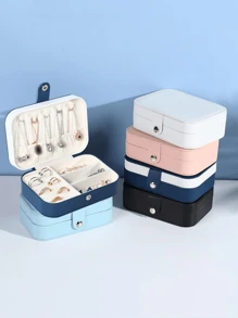 1pc Travel PU Leather Jewelry Box, Multi-Functional Jewelry/Cosmetic Storage Box For Rings, Earrings, Necklaces, Makeup, Jewelry Display Back To School