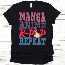 Manga Anime K-Pop Repeat Shirt, Korean Pop Fans, Finger Heart Design, K-Drama Addict, Anime Lover Gift, Manga Shirt, K-Pop Music, Oppa Shirt