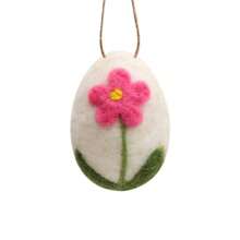 1pc Handcrafted Wool Felt Easter Eggs Colorful Textured With Floral And Bunny Designs Ideal For Tabletop Room Decor, Craft & Party Embellishments